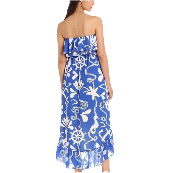 Lilly Pulitzer Dock Hopper Caldwell Dress Strapless Hi-Lo Nautical Summer Size S - Picture 2 of 11
